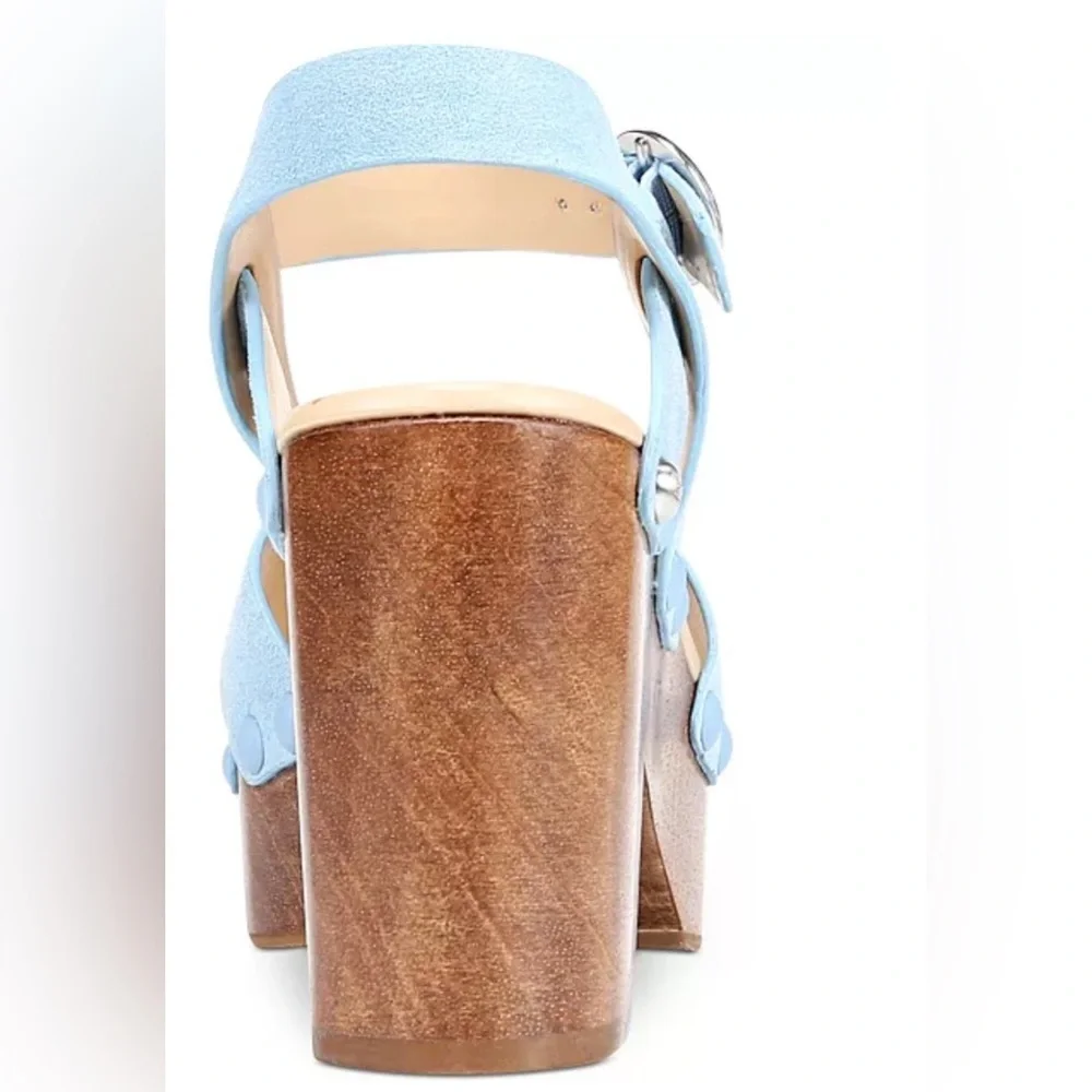 SAM EDELMAN JOSEFINE PLATFORM WEDGE BLUE SANDALS 7.5